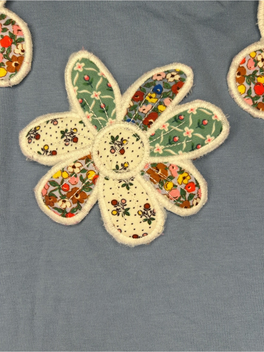 Mini Boden Blue Floral Appliqué Long Sleeve Top - Picture 4 of 5